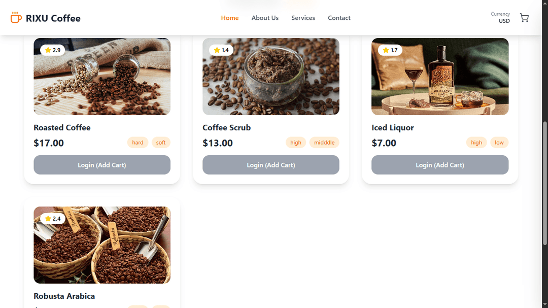 E-Commerce Coffee Shop (Pocketbase)